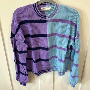 Anthropologie Contrast Stripe Crewneck Sweater